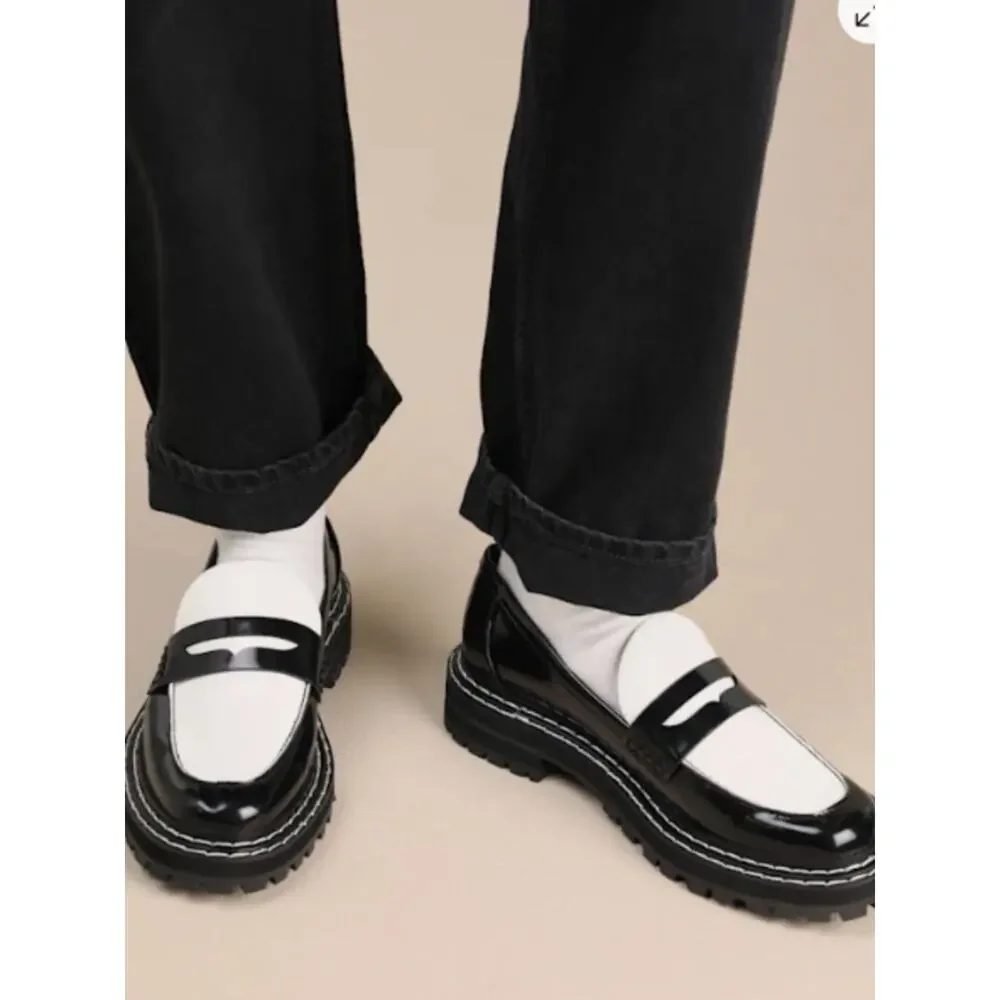 D'Amelio Prescia Patent Loafers black bright white - 5.5